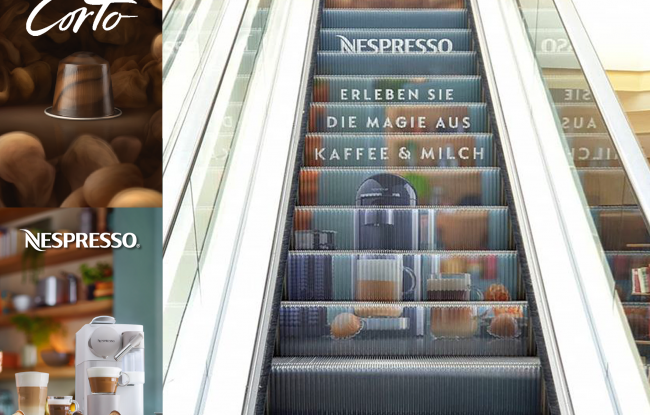 Nespresso Escalator Campaign Out-of-home Advertising Motion Icon UK and Europe