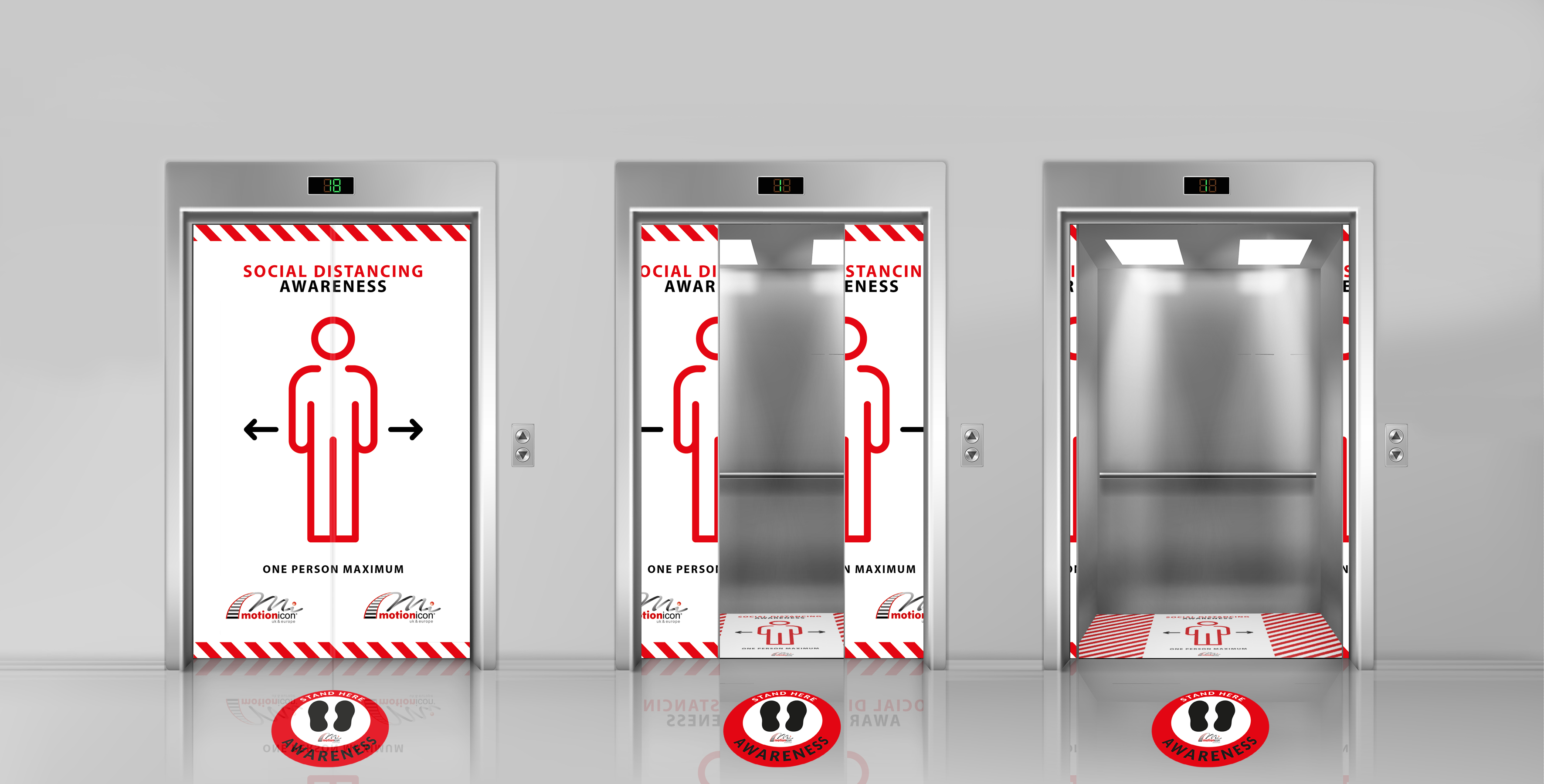 Lift Door and Floor Graphics Motion Icon UK and Europe