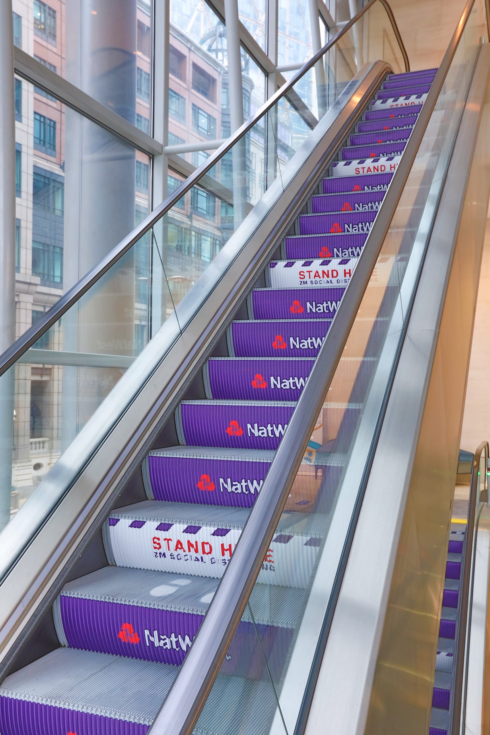 Natwest Bank Manchester and London - Escalator Step Advertising